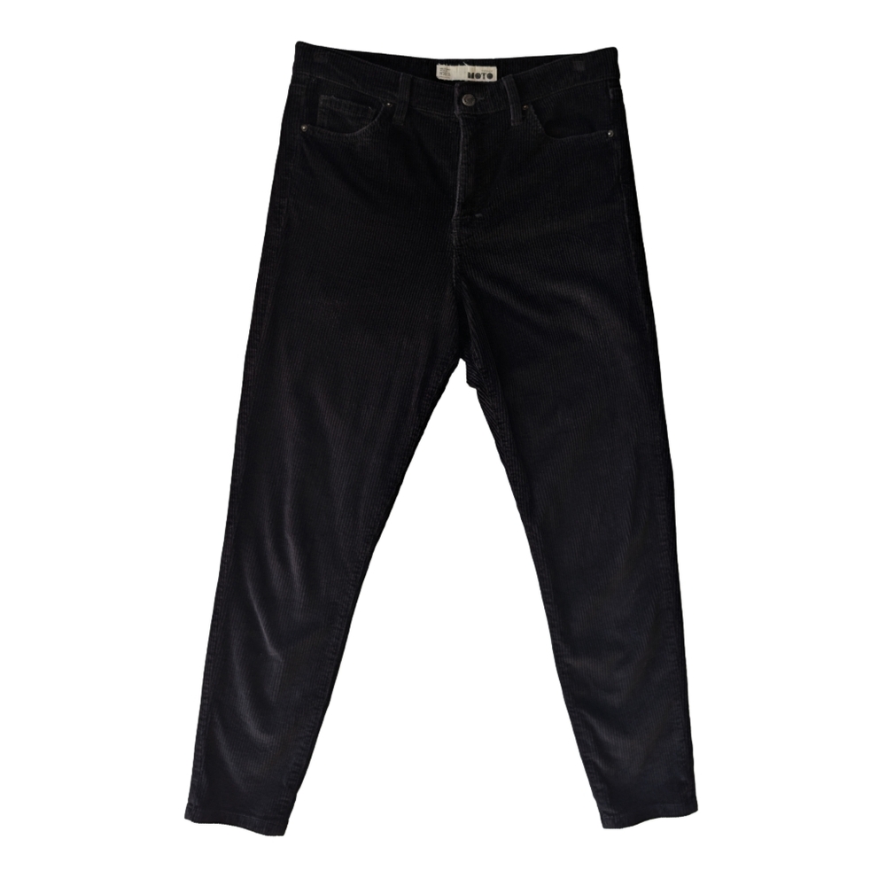 Topshop Black 30" Women's High Waisted‎ Corduroy Cropped  5 pocket pants